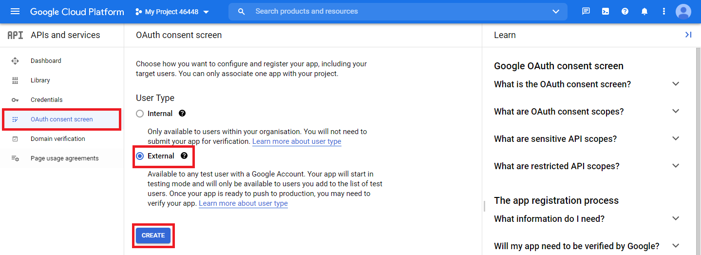 Go to OAuth Consent Screen