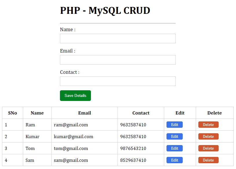 Indiferencia Viento Mendicidad Php Crud Source Code Bol grafo Cort s 